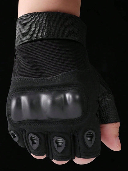 Half-Finger Shell Motorcycle Riding Gloves, Anti-Slip Breathable Protective Outdoor Sports Gloves, Suitable For Cycling, Driving, Climbing, Fitness