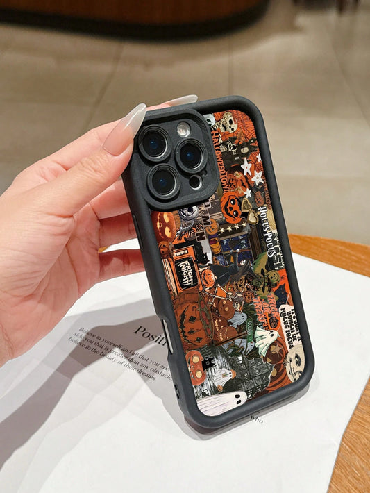 Halloween ArtFull Coverage Anti-Slip Shockproof TPU Phone Case, Simple And Fashionable, Compatible With IPhone 16/15/14/13/12/11 Pro Max/Pro/X/Xmax And All Galaxy Series, Hot Selling Item, Perfect Hal