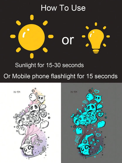 Halloween Glow Tattoo Sticker, Luminous Ghost Pumpkin Black Cat Temporary Tattoo, Cute Spooky Glow In The Dark Fake Tattoo, Waterproof Long Lasting Body Art Decal For Women Men, Party Cosplay Festival