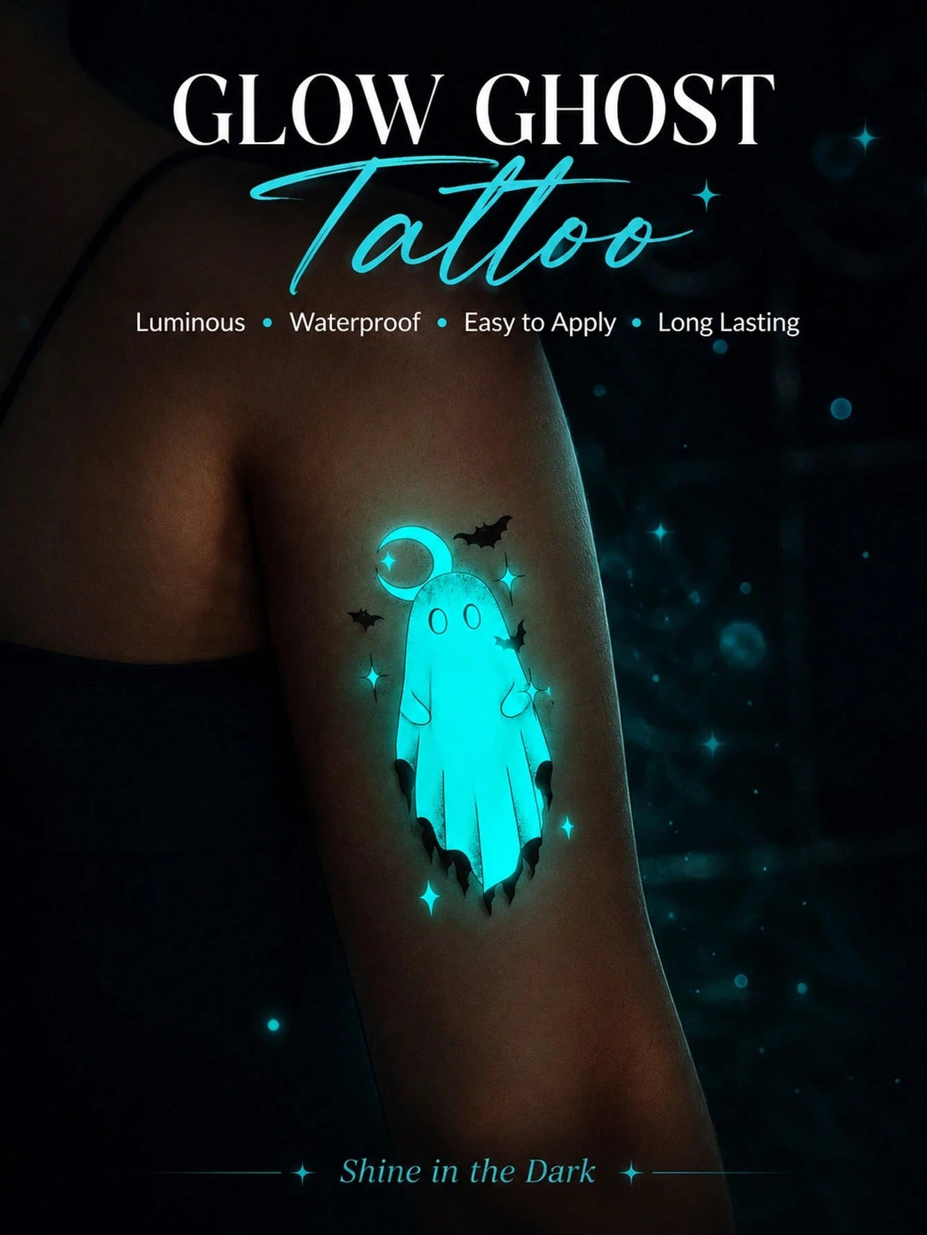 Halloween Glow Tattoo Sticker, Luminous Ghost Pumpkin Black Cat Temporary Tattoo, Cute Spooky Glow In The Dark Fake Tattoo, Waterproof Long Lasting Body Art Decal For Women Men, Party Cosplay Festival