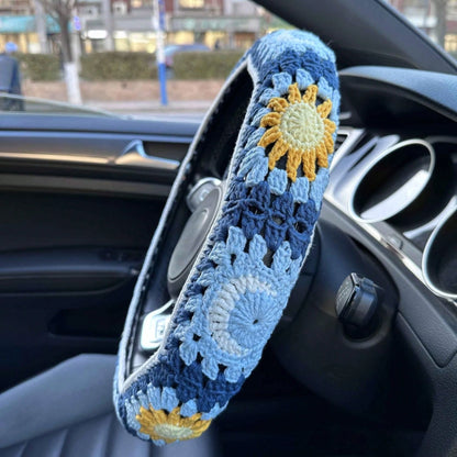 Handmade Crochet Moon And Sun Car Steering Wheel Covers Universal 14-15 Inch For Women And Men (Steer Wheel Cover)