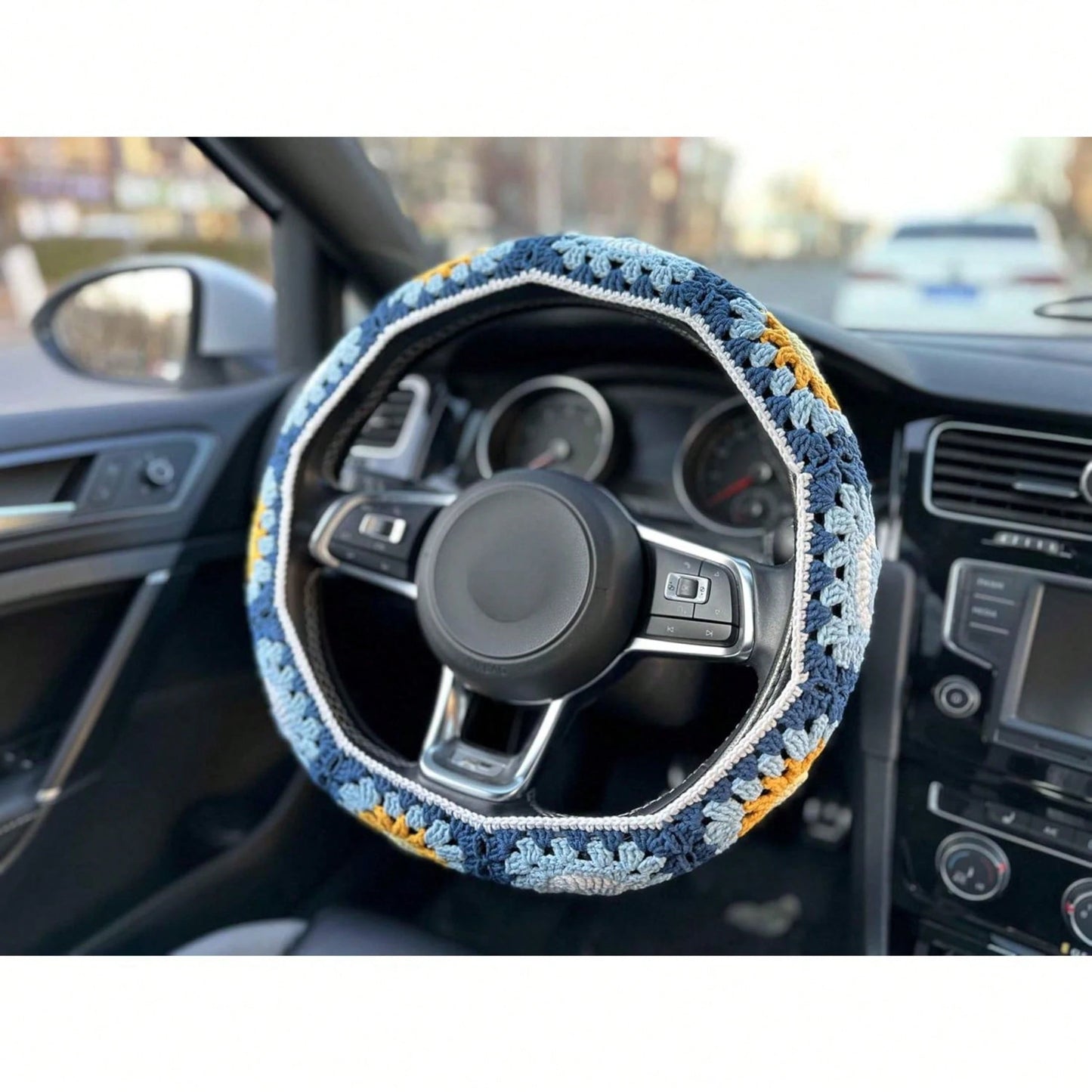 Handmade Crochet Moon And Sun Car Steering Wheel Covers Universal 14-15 Inch For Women And Men (Steer Wheel Cover)