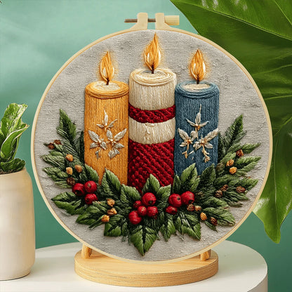 Handmade DIY Embroidery Set, 20x20cm/7.9x7.9 Inches, Christmas Theme, Beginner, Including Embroidery Cloth, Instruction Manual, Embroidery Frame And Needle And Thread, Holiday Gift For Friends Or Fami