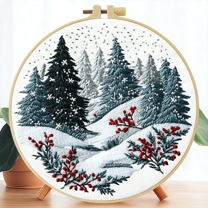 Handmade DIY Embroidery Set, 20x20cm/7.9x7.9 Inches, Christmas Theme, Beginner, Including Embroidery Cloth, Instruction Manual, Embroidery Frame And Needle And Thread, Holiday Gift For Friends Or Fami