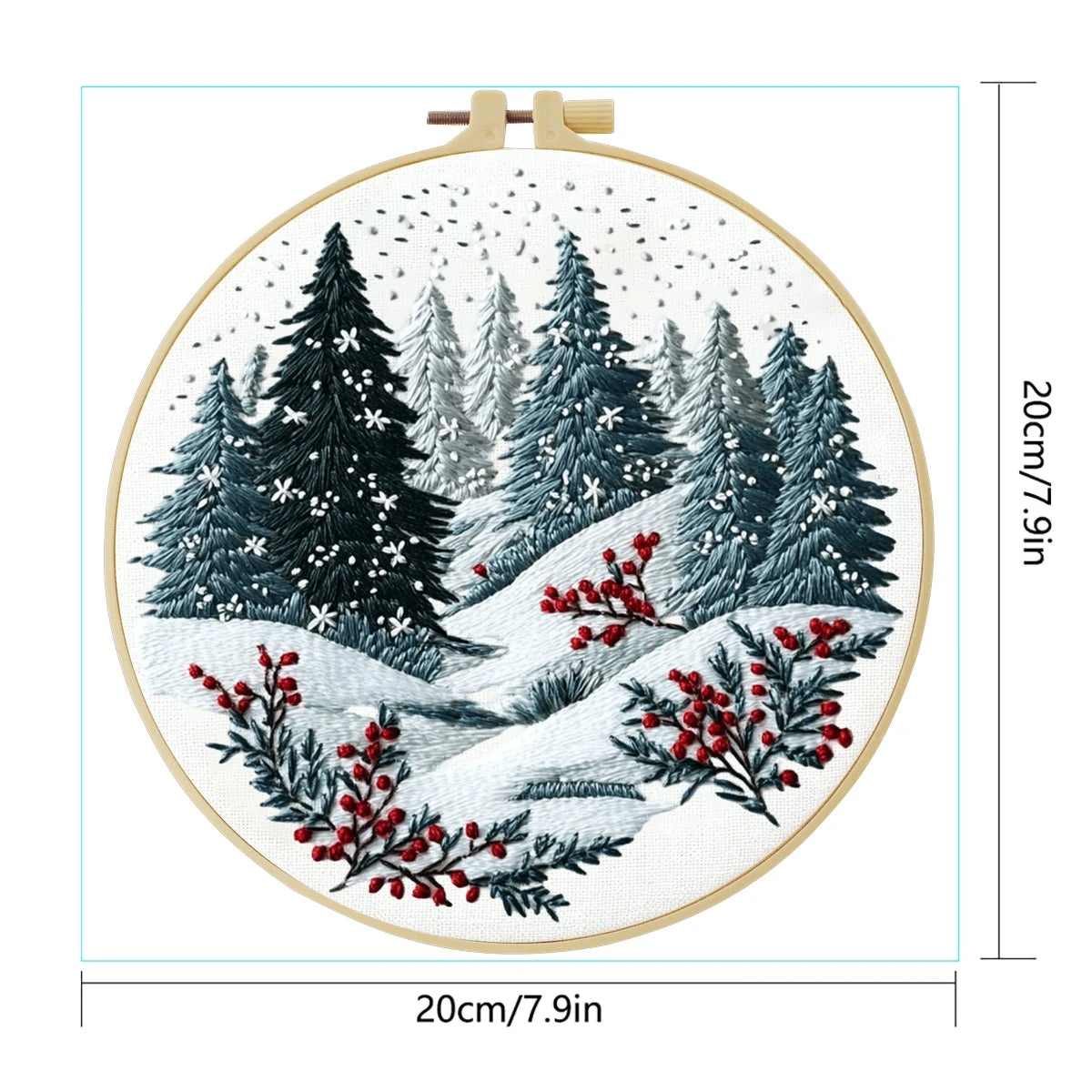 Handmade DIY Embroidery Set, 20x20cm/7.9x7.9 Inches, Christmas Theme, Beginner, Including Embroidery Cloth, Instruction Manual, Embroidery Frame And Needle And Thread, Holiday Gift For Friends Or Fami