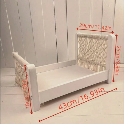 Handmade Wooden Baby Photography Props, Newborn Posing Basket Woven Cot Shoot Photo Studio Accessories