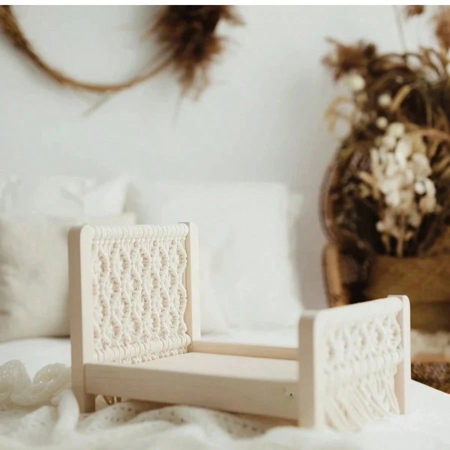 Handmade Wooden Baby Photography Props, Newborn Posing Basket Woven Cot Shoot Photo Studio Accessories