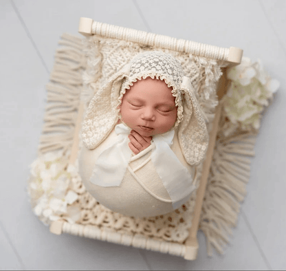 Handmade Wooden Baby Photography Props, Newborn Posing Basket Woven Cot Shoot Photo Studio Accessories