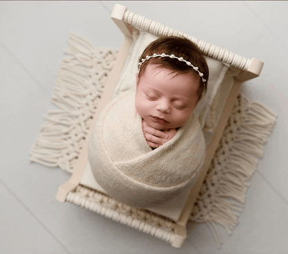 Handmade Wooden Baby Photography Props, Newborn Posing Basket Woven Cot Shoot Photo Studio Accessories