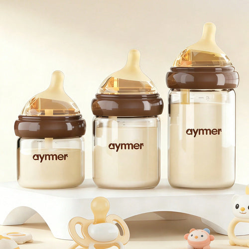 Hauture Baby Bottles For Newborn 0-6 Months,Wide Neck Anti-Colic Bottles, Leak-Proof & Easy To Clean, Perfect For Breastfed Babies, Baby Shower Gift Set 80ML