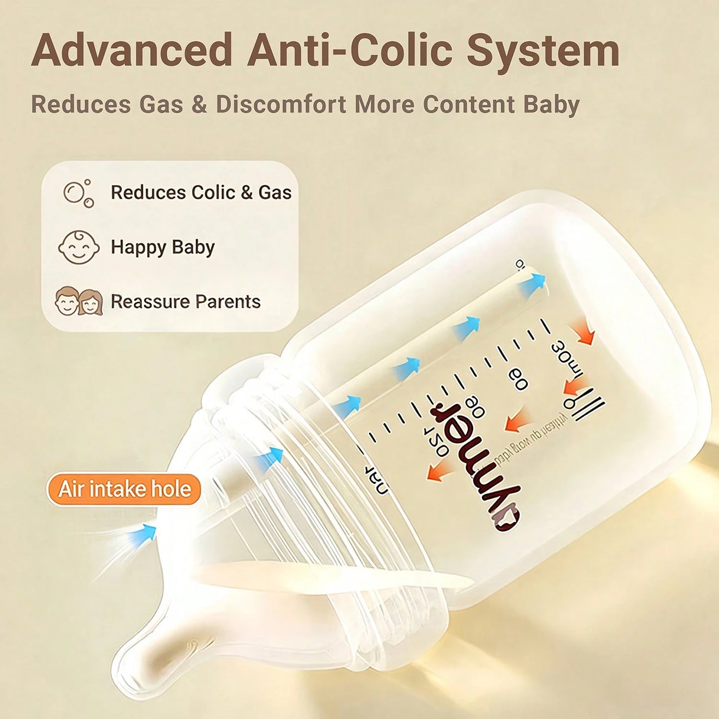 Hauture Baby Bottles For Newborn 0-6 Months,Wide Neck Anti-Colic Bottles, Leak-Proof & Easy To Clean, Perfect For Breastfed Babies, Baby Shower Gift Set 240ML