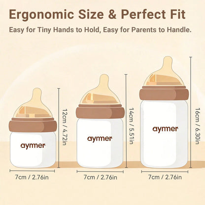 Hauture Baby Bottles For Newborn 0-6 Months,Wide Neck Anti-Colic Bottles, Leak-Proof & Easy To Clean, Perfect For Breastfed Babies, Baby Shower Gift Set 240ML