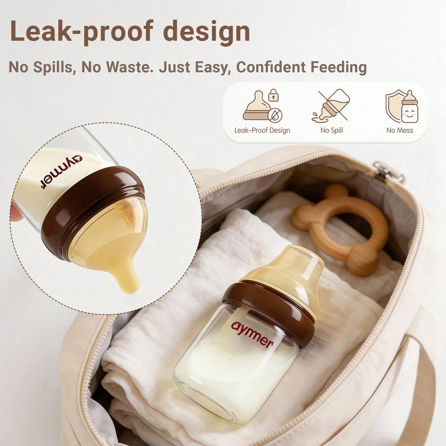 Hauture Baby Bottles For Newborn 0-6 Months,Wide Neck Anti-Colic Bottles, Leak-Proof & Easy To Clean, Perfect For Breastfed Babies, Baby Shower Gift Set 80ML
