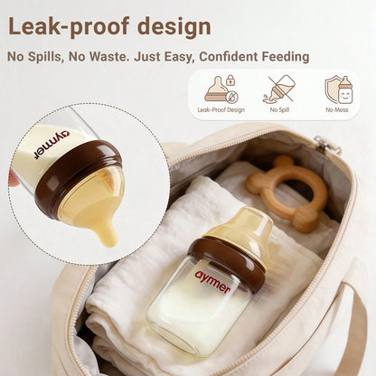 Hauture Baby Bottles For Newborn 0-6 Months,Wide Neck Anti-Colic Bottles, Leak-Proof & Easy To Clean, Perfect For Breastfed Babies, Baby Shower Gift Set 80ML