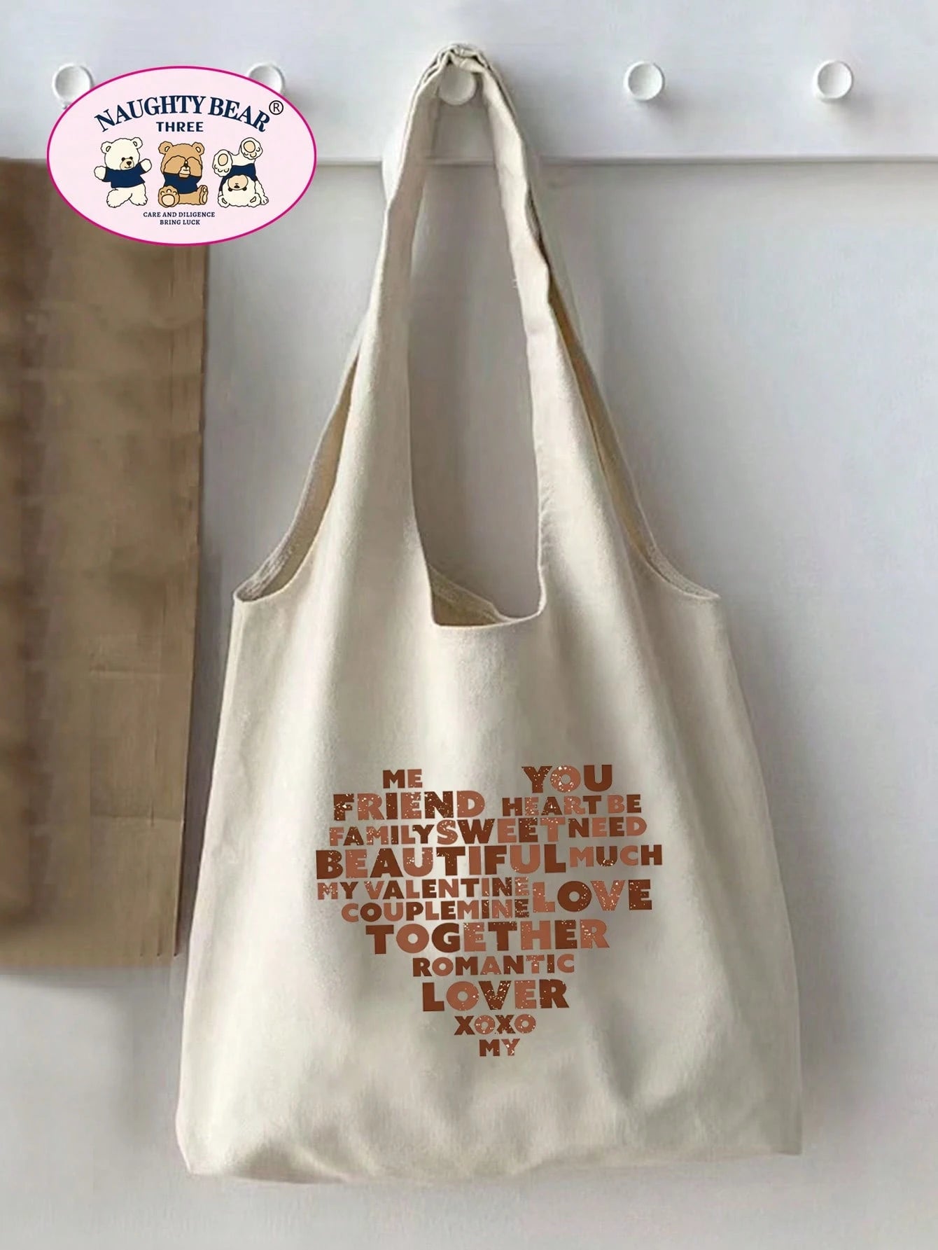 Heart Graphic Canvas Shopper Bag School Bag For Graduate, Teen Girls, Freshman, Sophomore, Junior & Senior In College, University & High School, Perfect For Outdoors,Travel & Back To School Valentine