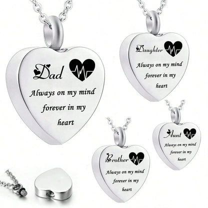 Heart Urn Necklace For Ashes Women Men Cremation Jewelry For Ashes Cremation Necklace In Memory Of Loved One Grandpa Grandma Dad Mom Uncle Aunt Brother Sister Daughter Son