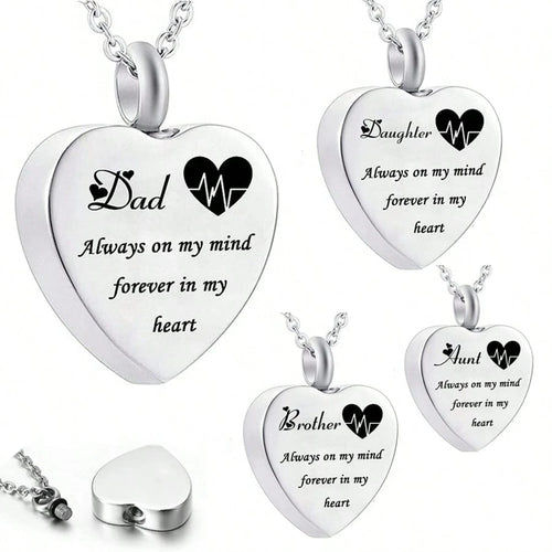 Heart Urn Necklace For Ashes Women Men Cremation Jewelry For Ashes Cremation Necklace In Memory Of Loved One Grandpa Grandma Dad Mom Uncle Aunt Brother Sister Daughter Son