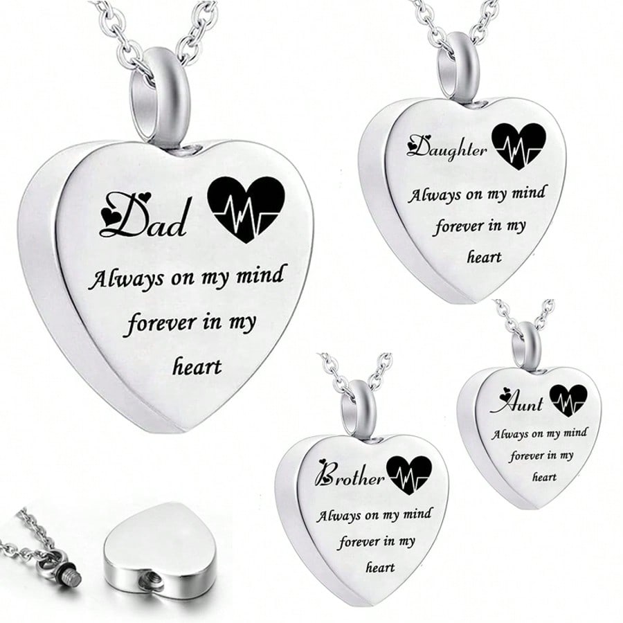 Heart Urn Necklace For Ashes Women Men Cremation Jewelry For Ashes Cremation Necklace In Memory Of Loved One Grandpa Grandma Dad Mom Uncle Aunt Brother Sister Daughter Son