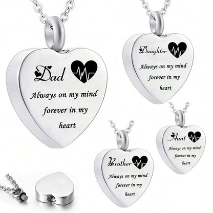 Heart Urn Necklace For Ashes Women Men Cremation Jewelry For Ashes Cremation Necklace In Memory Of Loved One Grandpa Grandma Dad Mom Uncle Aunt Brother Sister Daughter Son