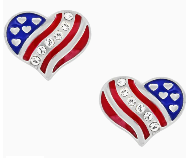 Hearts and Stripes Mini Post Earrings