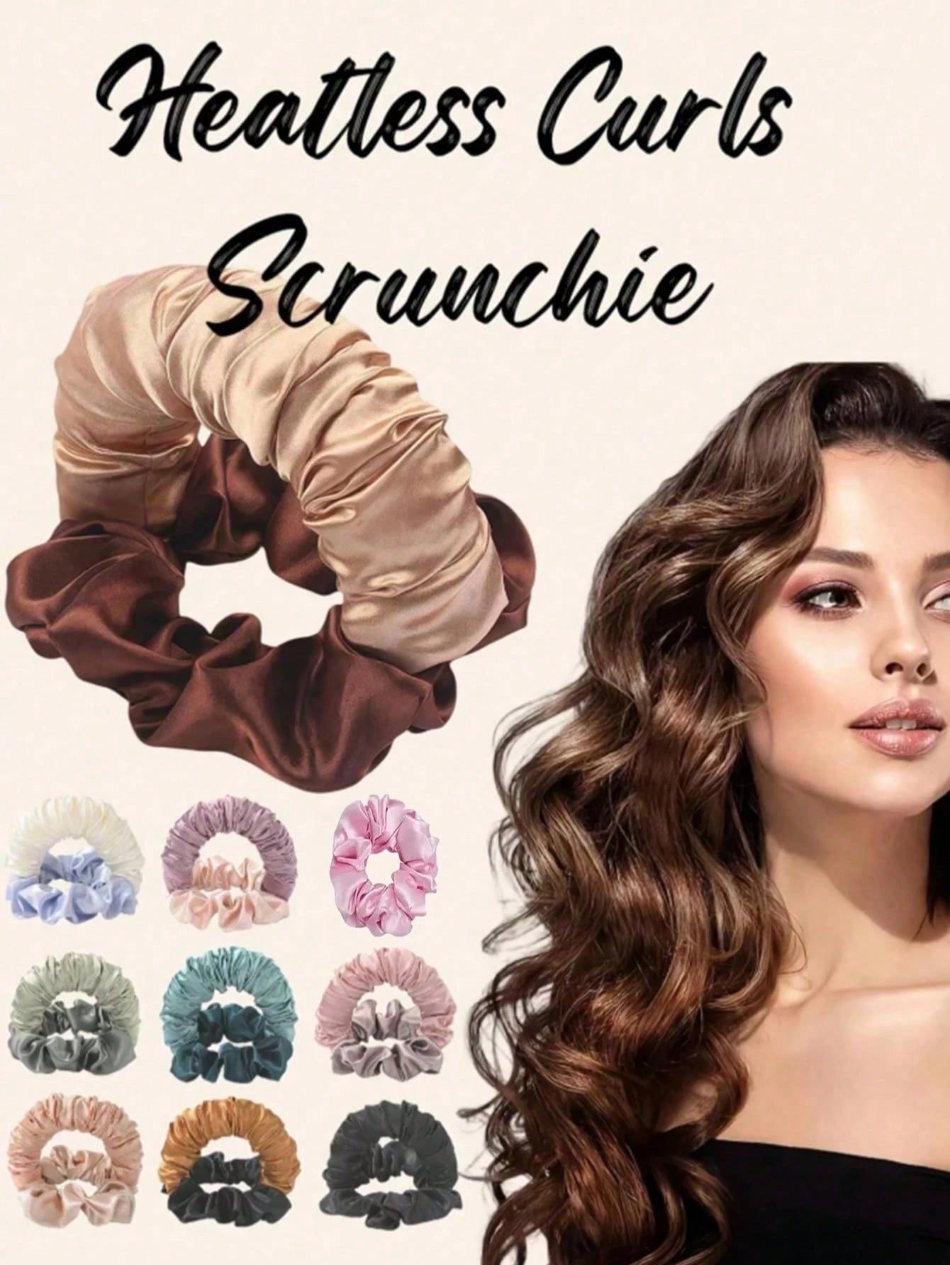 Heatless Curling Hair Band, Brown Satin Heatless Hair Curler, Wearable During Sleep, Soft And Comfortable Sleeping Hair Band, Slouchy Person's Hair Curler, Create Long Curls Without Heating, Fashionab