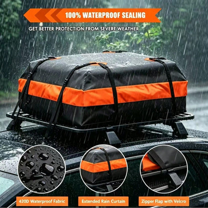 Heavy Duty Waterproof Car Roof Cargo Bag, Universal Roof Storage Bag, Dust-Proof Snow-Proof Rain-Proof Storage Carrier, Suitable For Long-Distance Driving And Family Vacations