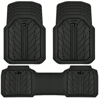 Heavy Rubber Car Floor Mats Deep Waterproof Car Mats All Weather Universal Trim-To Fit Automotive Floor Mats For Car SUV Truck Van Durable Floor Liners Solid Black