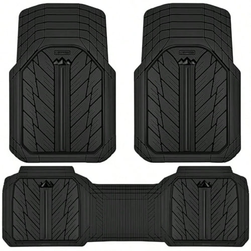Heavy Rubber Car Floor Mats Deep Waterproof Car Mats All Weather Universal Trim-To Fit Automotive Floor Mats For Car SUV Truck Van Durable Floor Liners Solid Black