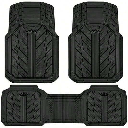 Heavy Rubber Car Floor Mats Deep Waterproof Car Mats All Weather Universal Trim-To Fit Automotive Floor Mats For Car SUV Truck Van Durable Floor Liners Solid Black