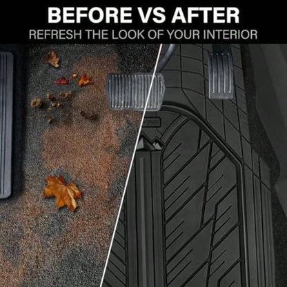 Heavy Rubber Car Floor Mats Deep Waterproof Car Mats All Weather Universal Trim-To Fit Automotive Floor Mats For Car SUV Truck Van Durable Floor Liners Solid Black