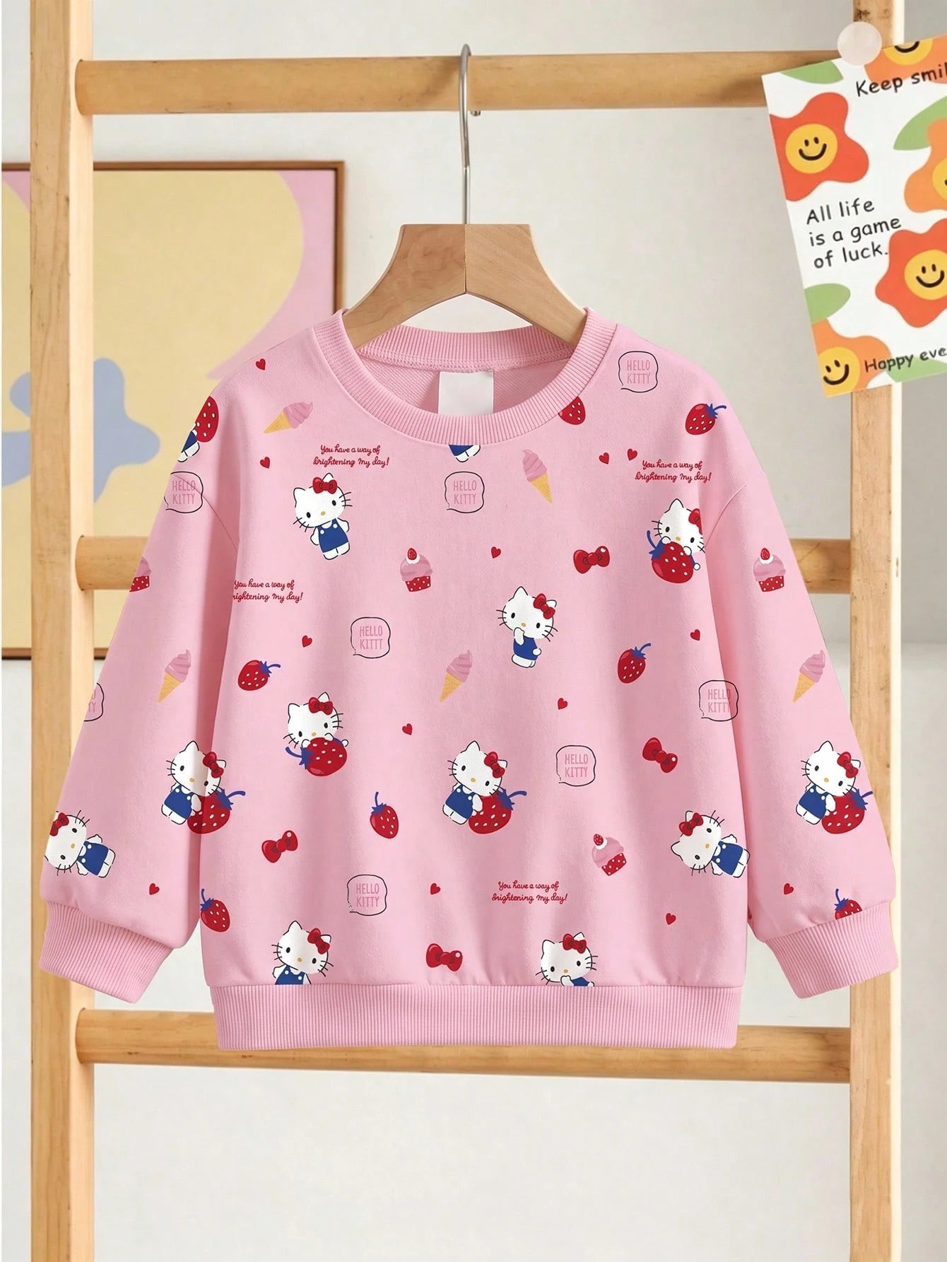HELLO KITTY AND FRIENDS| GraphicGems Baby Girl Round Neck Cartoon Print Casual Daily Long Sleeve Sweatshirt