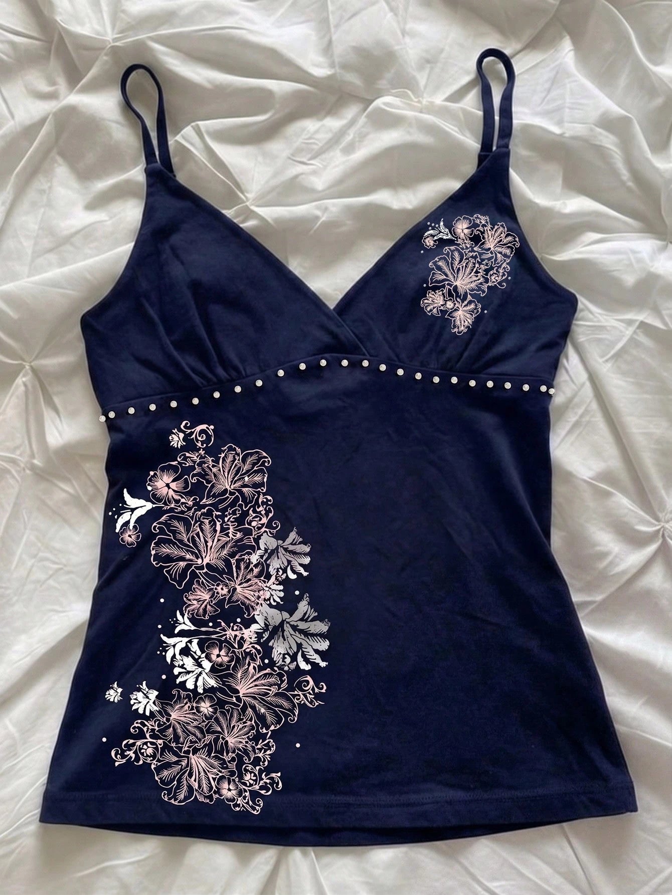 Hibiscus Flower Print Casual Sleeveless Cami Top, Summer Tops, Beach Outfits For Women