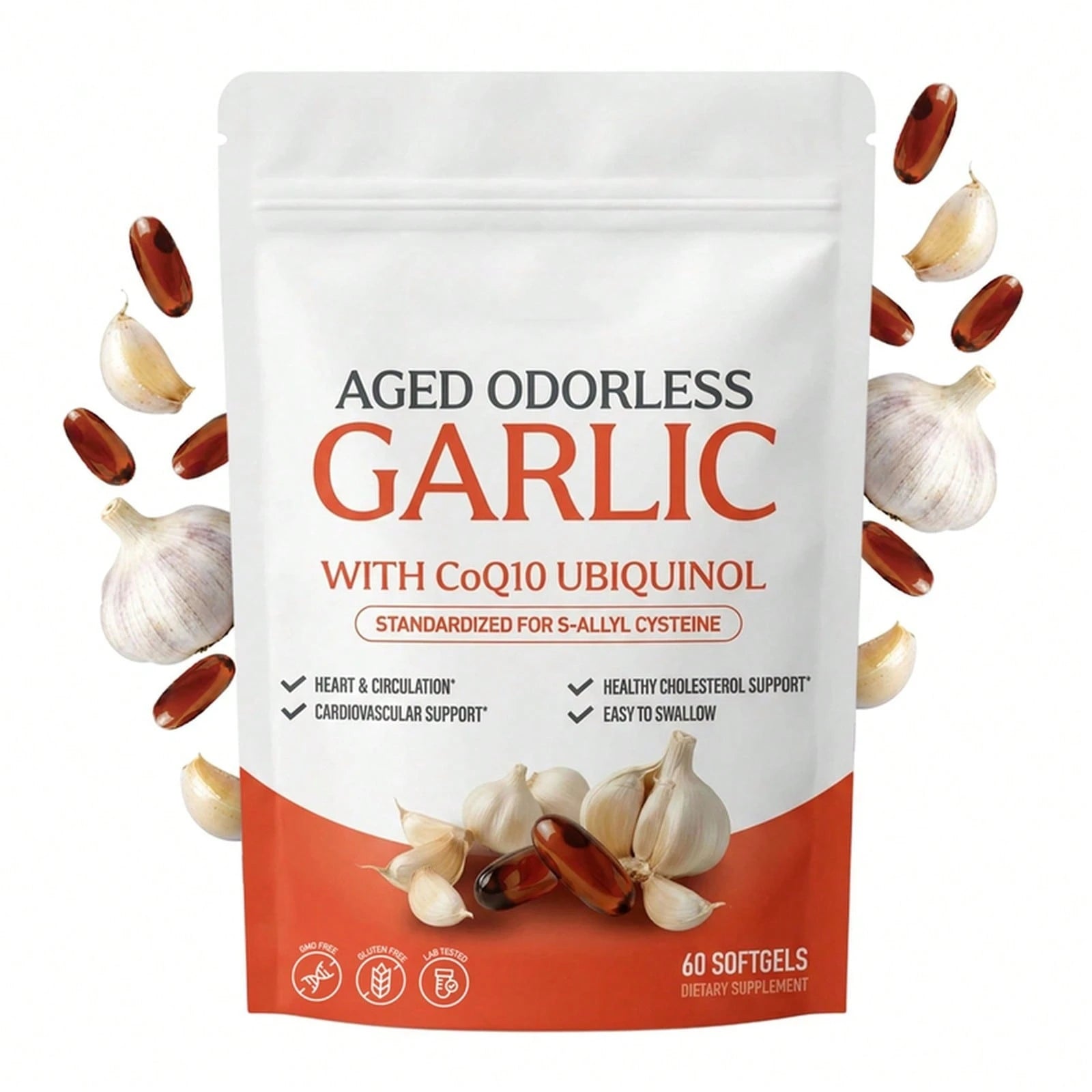High Demand!Garlic Extract 600mg Softgels (60 Count)- Odorless Aged Garlic Extra....Women Daily Nutrient Support!