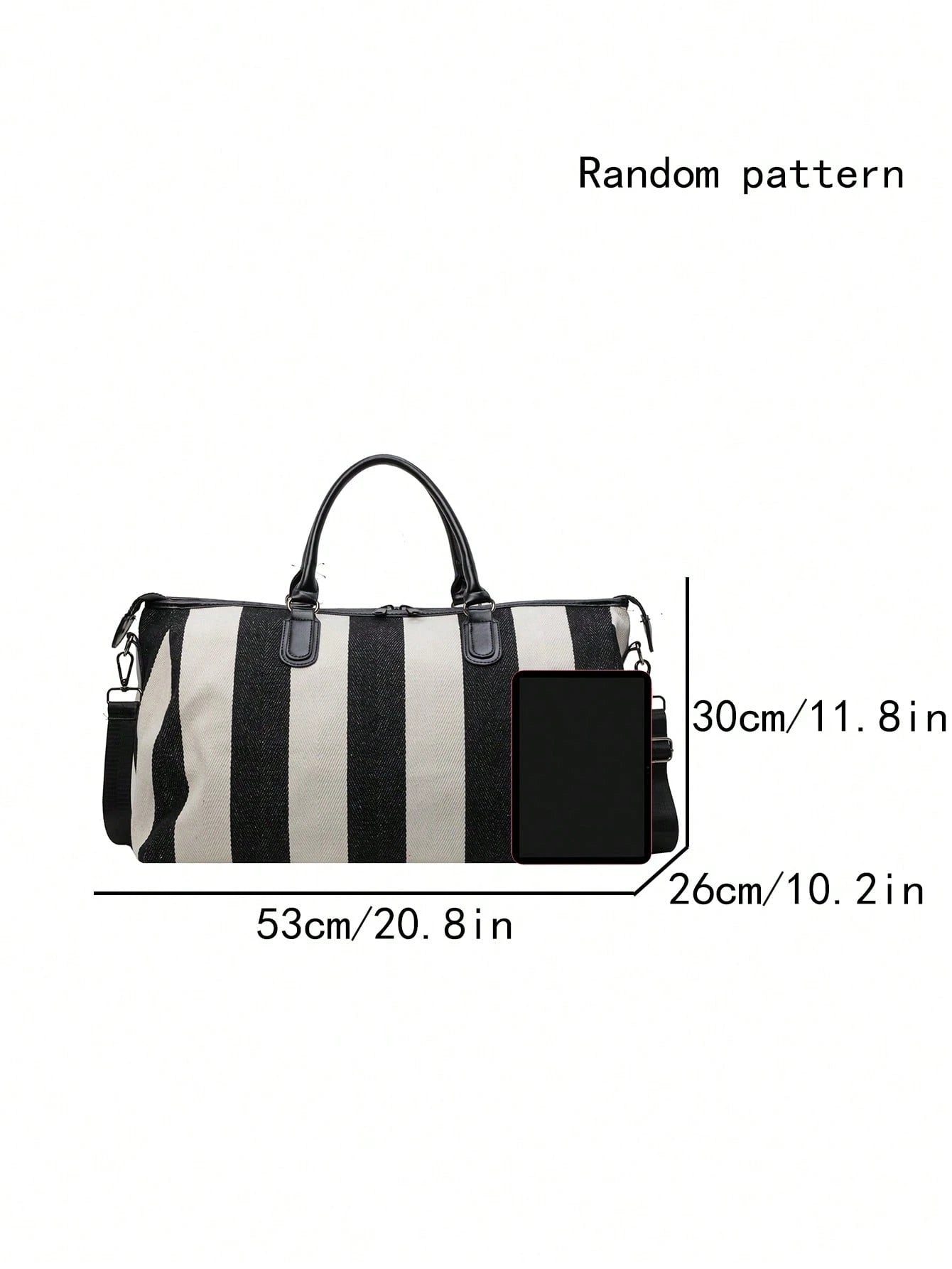 High End Travel Bag, Large Capacity Clothing Storage Bag, Portable Business Travel Boarding Luggage Bag, Stylish Contrasting Striped Design Bag