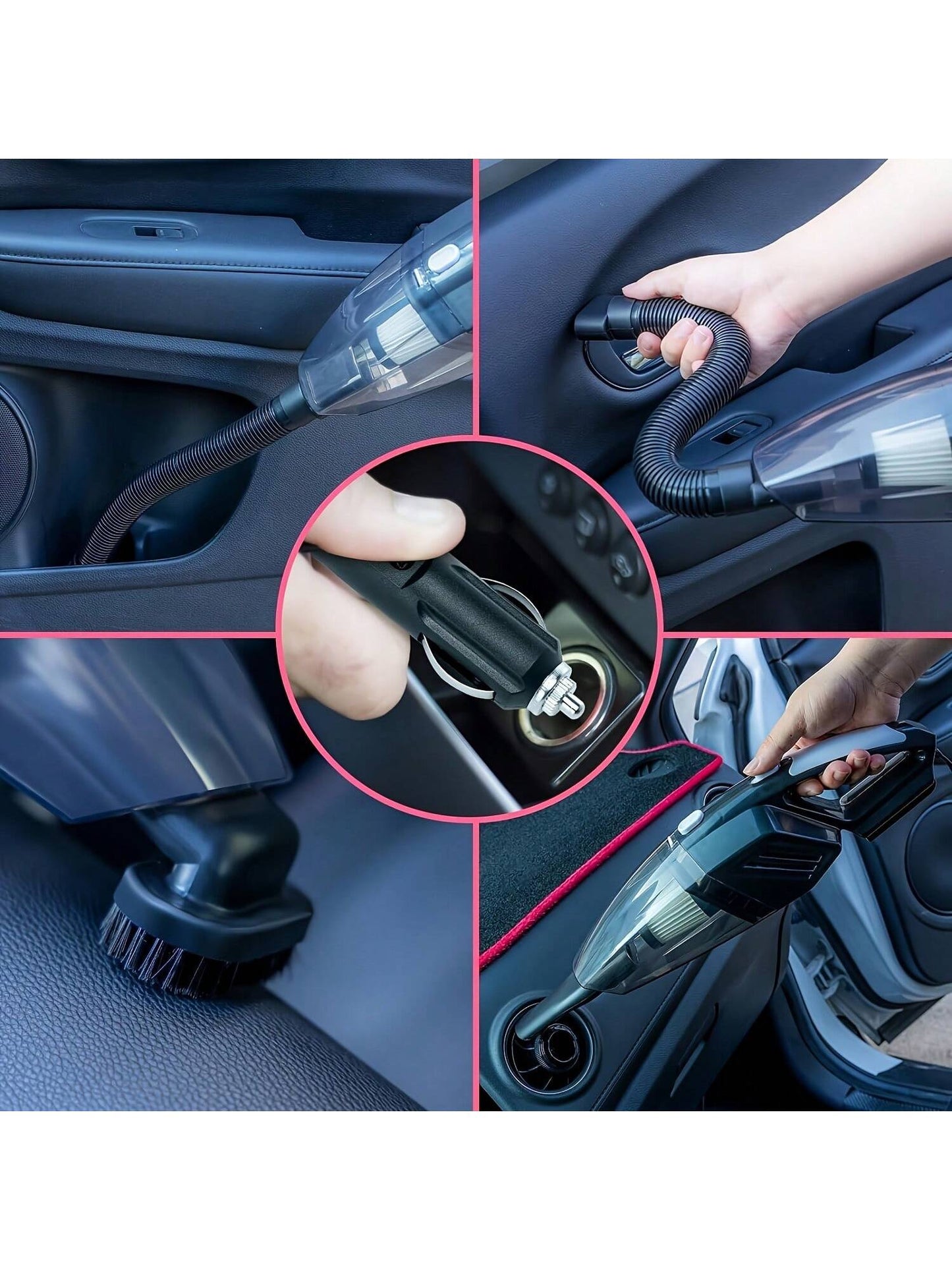 High-Quality Durable 19-Piece Car Cleaning Set, Including A High-Power Handheld Vacuum, Brushes, Cloths, And Dusters.