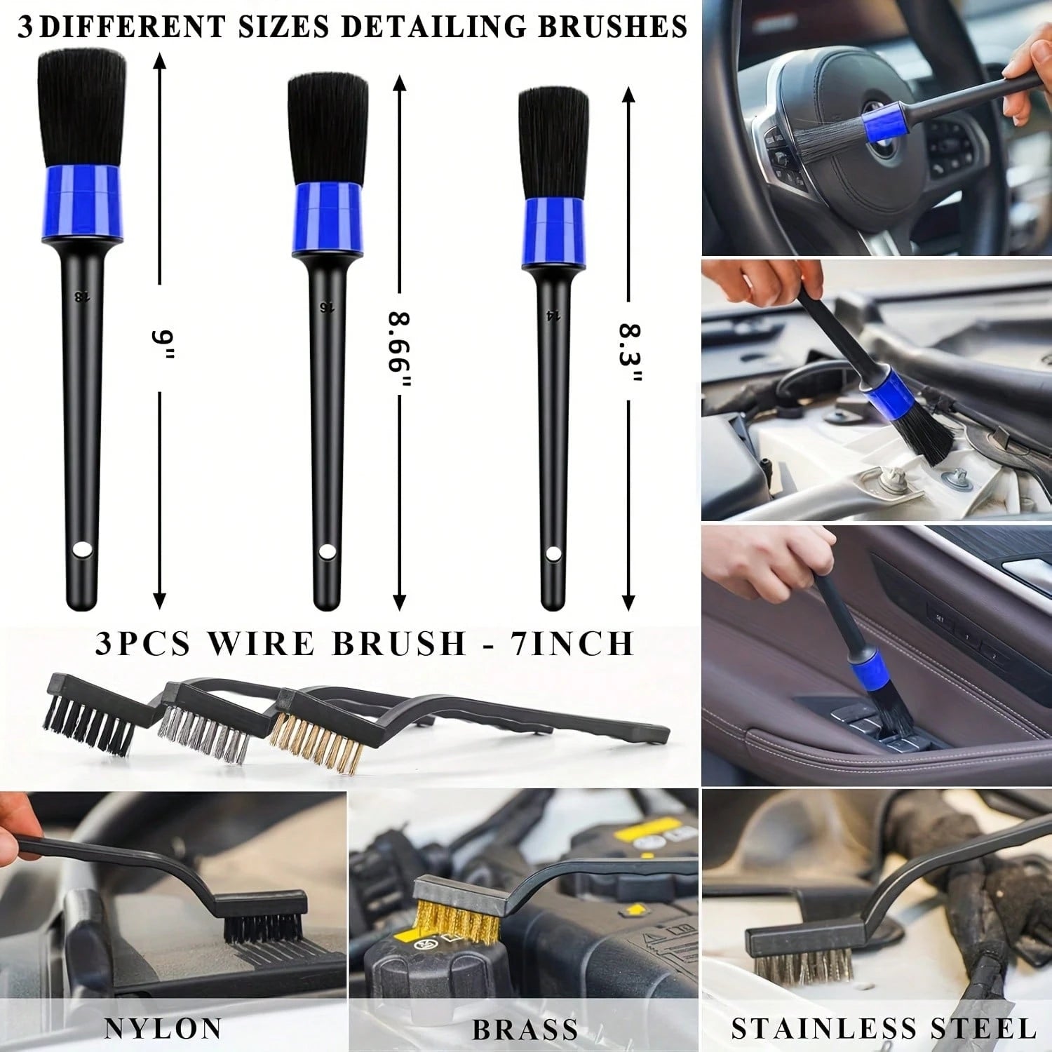 High-Quality Durable 19-Piece Car Cleaning Set, Including A High-Power Handheld Vacuum, Brushes, Cloths, And Dusters.