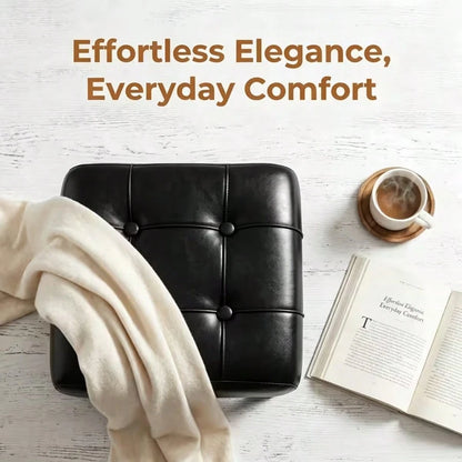High-Quality Low Footstool, Leather Upholstered Metal Ottoman, Stylish Versatile Sofa End Stool, Entryway Shoe Bench, Hallway And Bedroom Furniture, Living Room Home Decor, Leather Sofa Stool.