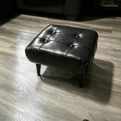 High-Quality Low Footstool, Leather Upholstered Metal Ottoman, Stylish Versatile Sofa End Stool, Entryway Shoe Bench, Hallway And Bedroom Furniture, Living Room Home Decor, Leather Sofa Stool.