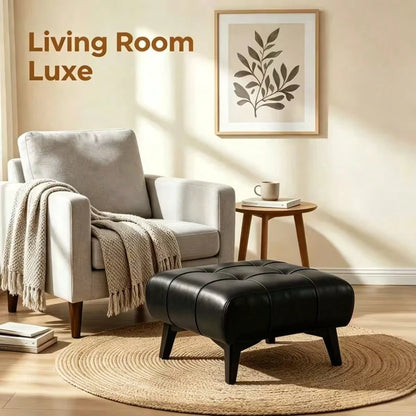 High-Quality Low Footstool, Leather Upholstered Metal Ottoman, Stylish Versatile Sofa End Stool, Entryway Shoe Bench, Hallway And Bedroom Furniture, Living Room Home Decor, Leather Sofa Stool.