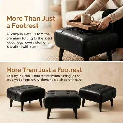 High-Quality Low Footstool, Leather Upholstered Metal Ottoman, Stylish Versatile Sofa End Stool, Entryway Shoe Bench, Hallway And Bedroom Furniture, Living Room Home Decor, Leather Sofa Stool.