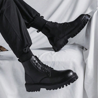 High-Top Boots, British Style Mid-Top Leather Boots