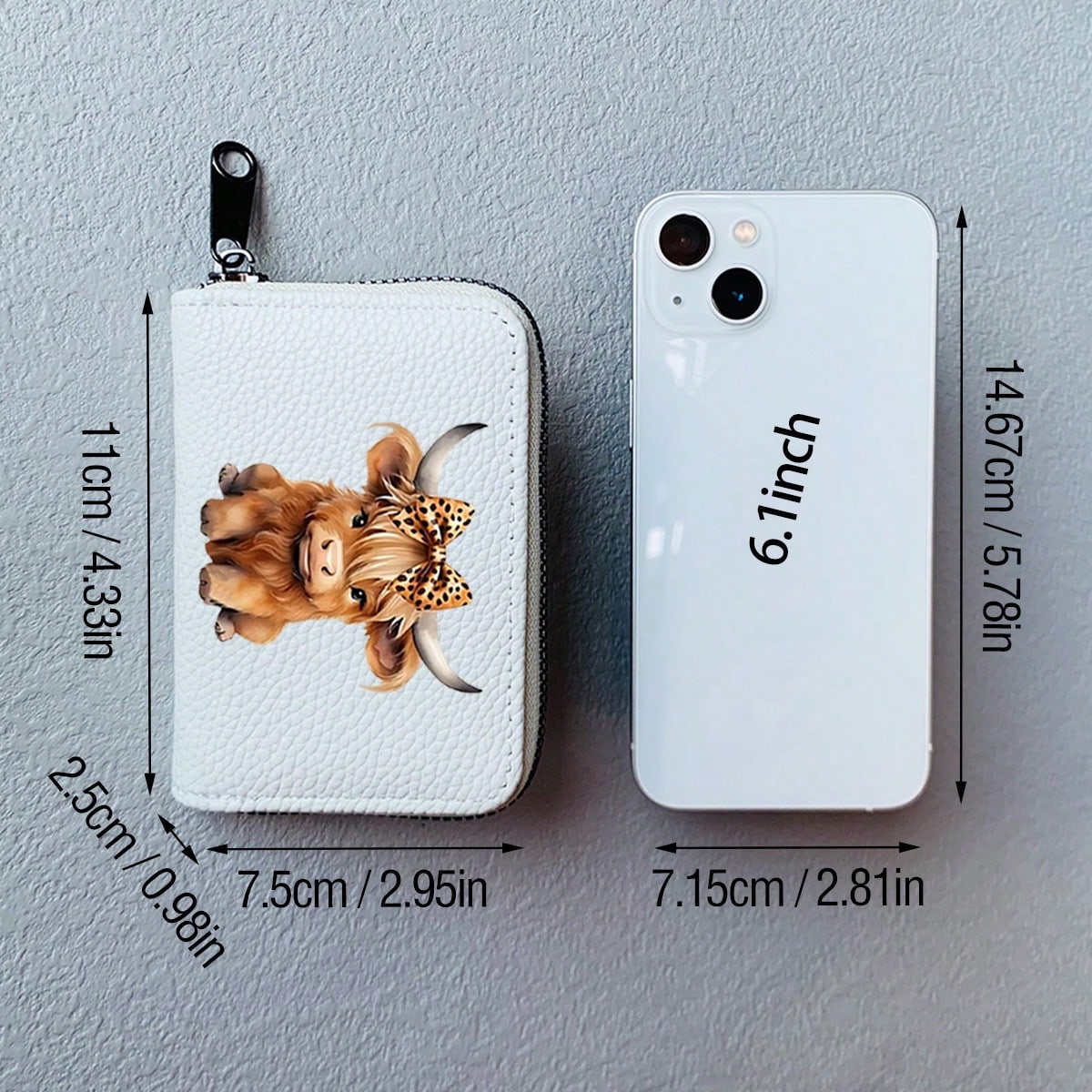 Highland Cow Printed Card Holder Cute Bowknot Leopard Design Highland Cow Pattern Lightweight Fashionable Wallet Suitable For Daily Use For Women Wallet Mini Wallet Purse Wallet Card Wallet