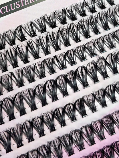 Hinarin 640pcs DIY D Curl Lash Book 30D 40D 50D 60D Super Curl Eyelash Extension Multi-Style Eye Makeup For Beginners 8-16mm Mixed Lengths Natural Cluster Fluffy Dense Mixed Styles Reusable