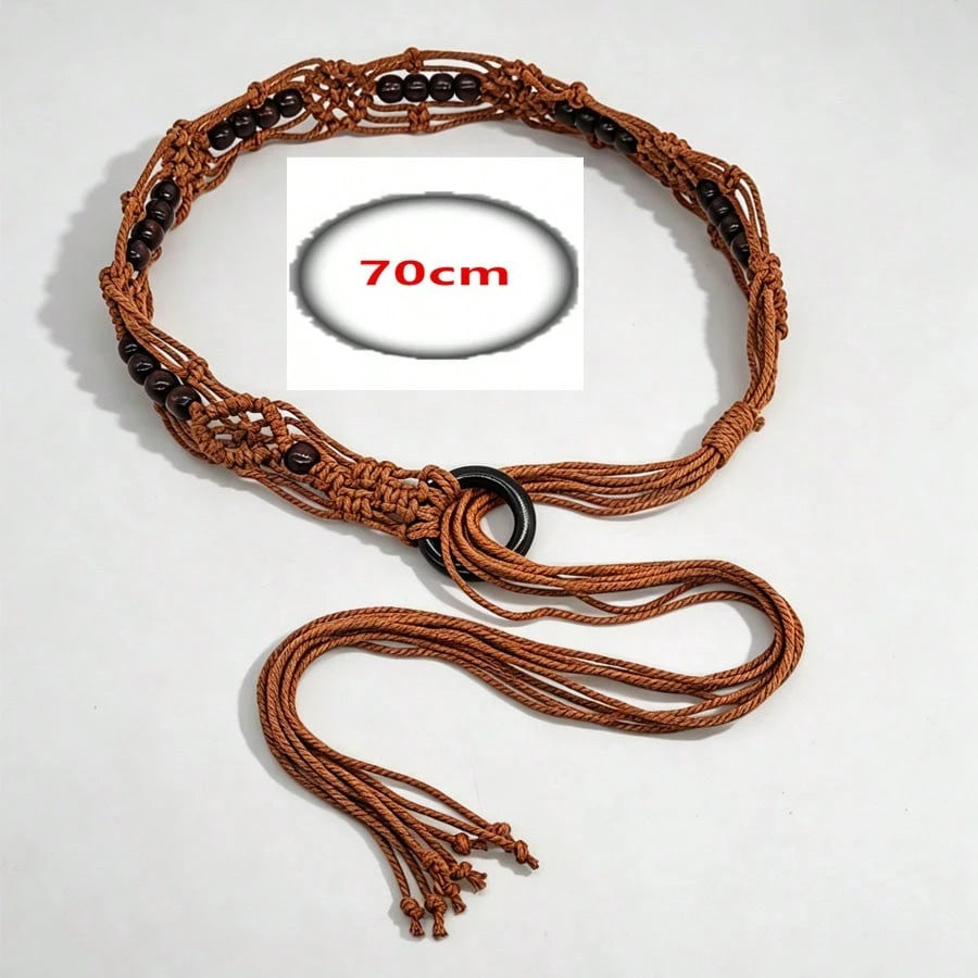 Hollow Out Woven Rhombus Pattern Polyester Belt, Versatile For All Seasons Summer, School Fall, Autumn, Halloween