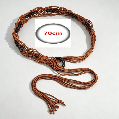 Hollow Out Woven Rhombus Pattern Polyester Belt, Versatile For All Seasons Summer, School Fall, Autumn, Halloween