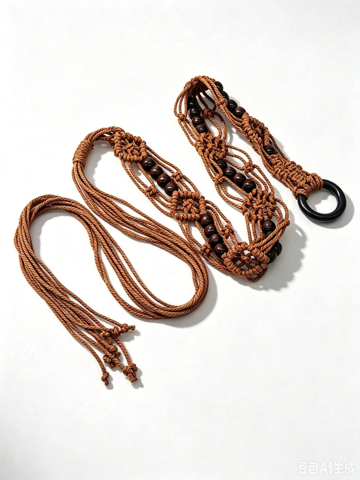Hollow Out Woven Rhombus Pattern Polyester Belt, Versatile For All Seasons Summer, School Fall, Autumn, Halloween