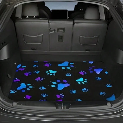 HOMPOOLL 1 Stylish Car Trunk Mat With Paw Print Pattern- Durable Polyester Material, Keep Dry And Clean, Add Personality To Your Car Interior, Trunk Protection Mat