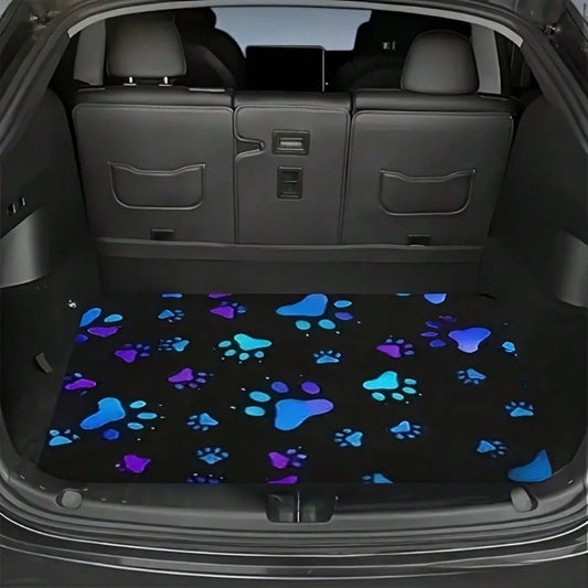 HOMPOOLL 1 Stylish Car Trunk Mat With Paw Print Pattern- Durable Polyester Material, Keep Dry And Clean, Add Personality To Your Car Interior, Trunk Protection Mat