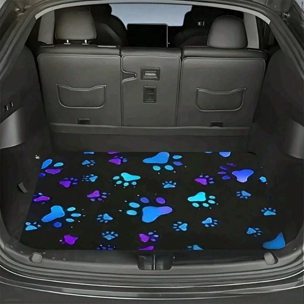 HOMPOOLL 1 Stylish Car Trunk Mat With Paw Print Pattern- Durable Polyester Material, Keep Dry And Clean, Add Personality To Your Car Interior, Trunk Protection Mat