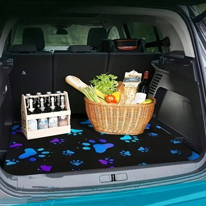 HOMPOOLL 1 Stylish Car Trunk Mat With Paw Print Pattern- Durable Polyester Material, Keep Dry And Clean, Add Personality To Your Car Interior, Trunk Protection Mat